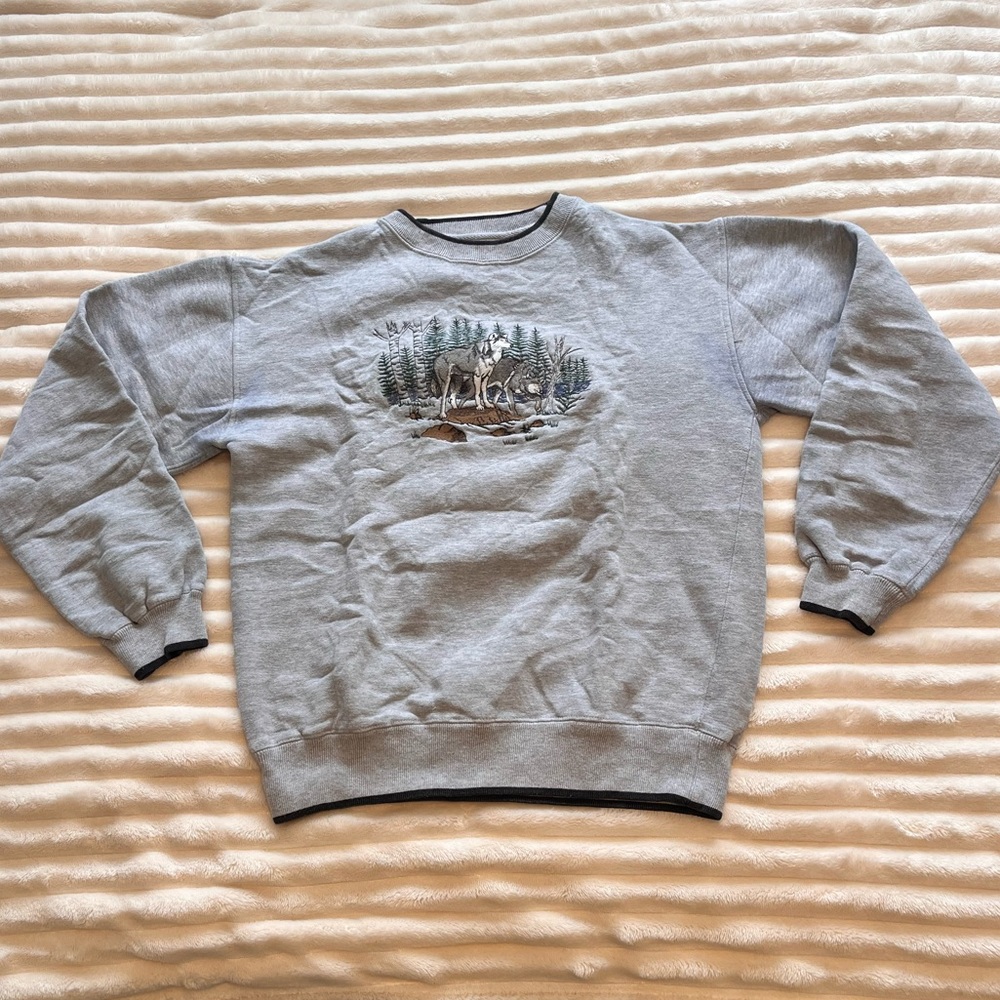 Vintage C&B sport gray embroidered graphic crew neck sweatshirt